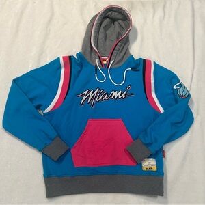 Miami Heat NBA basketball hoodie Miami Vice  blue pink sweatshirt small pupil